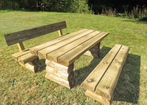 Set tavolo e panca in stile rustico - 41 series - Braun Wuerfele - in pino / in abete / da giardino