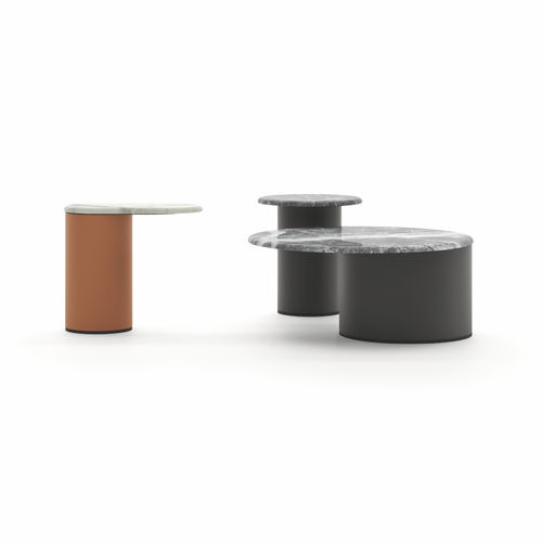 Tavolino basso contemporaneo - ELLIOT - marac srl - in marmo / con supporto in compensato / con supporto in cuoio