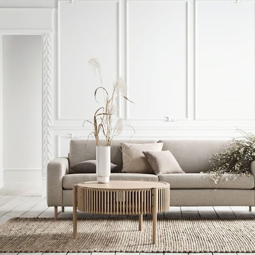Tavolino basso contemporaneo - STORY  - Steelcase - in legno / con supporto in quercia / rotondo