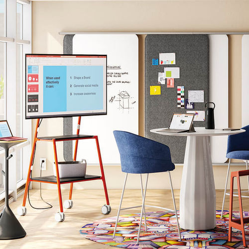 Supporto per TV da terra contemporaneo - STEELCASE FLEX  - Steelcase - con ruote / mobile / con cablaggio nascosto