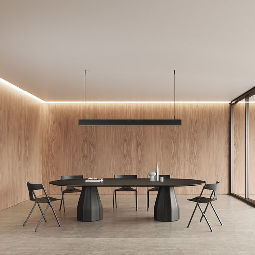 Tavolo da riunione contemporaneo - BURIN - Steelcase - in marmo / con supporto in metallo / rettangolare