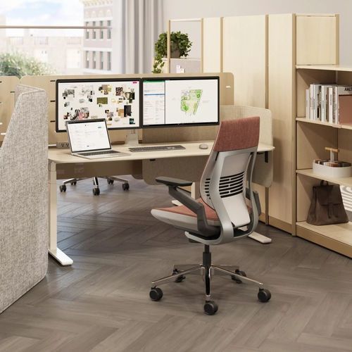Scrivania ad altezza regolabile - MIGRATION PRO - Steelcase - da terra / contemporanea / in metallo