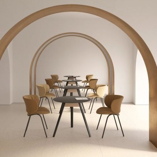 Tavolo da bistrot contemporaneo - TRIVIO  - Steelcase - in acciaio / in legno laccato / in legno tinto
