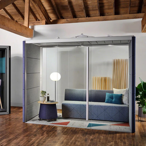 Ufficio POD con illuminazione integrata - AIR3 - Steelcase - acustico / con presa di corrente integrata / con rilevatore di movimento