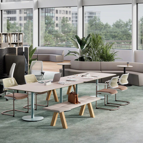 Tavolo da conferenza contemporaneo - OBELOS&reg; - Steelcase EMEA - in legno / con supporto in metallo / rettangolare