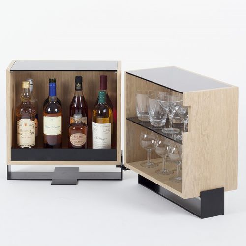 Mobile frigobar contemporaneo - MAYET - Alex de Rouvray Design - in rovere / in acciaio / per uso residenziale