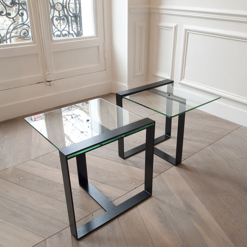 Tavolo d'appoggio contemporaneo - SÉVERIN  - Alex de Rouvray Design - in vetro temprato / in acciaio / rettangolare