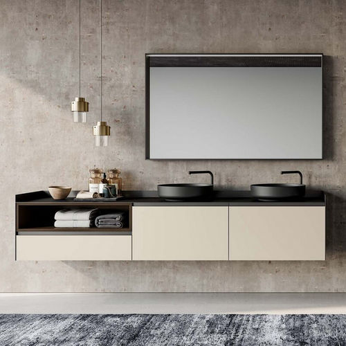Mobile lavabo da appoggio - GOLA UP - Birex - sospeso / in ceramica / in rovere