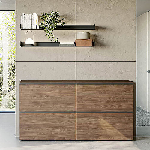 Scarpiera contemporanea - MINIMA - Birex - autoportante / in legno laccato / in fibra di legno