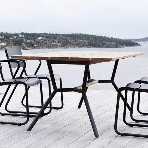Tavolo da pranzo contemporaneo - REEF - OASIQ - in teak / in alluminio / in acciaio inossidabile