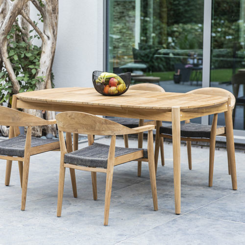 Tavolo da pranzo contemporaneo - 251 108 COPENHAGEN - OASIQ - in teak / con supporto in teak / rettangolare