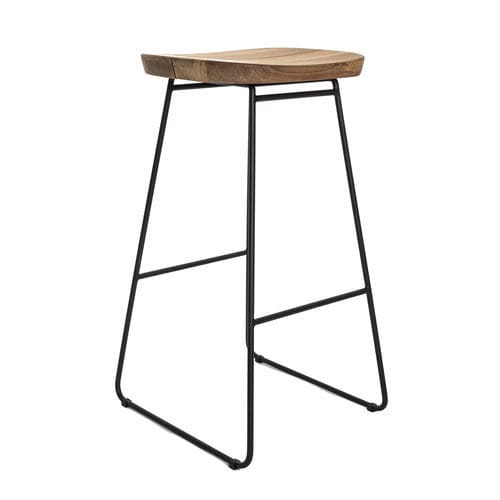 Sgabello da bar design scandinavo - 260 104 BRYGGEN - OASIQ - in teak / con supporto in acciaio inossidabile / a slitta