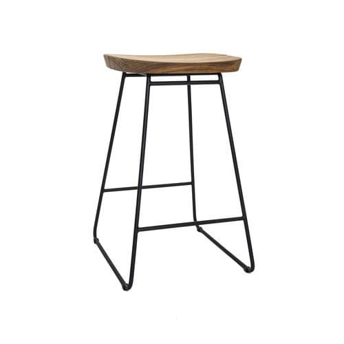 Sgabello da bar design scandinavo - 260 103 BRYGGEN - OASIQ - in teak / con supporto in alluminio / a slitta