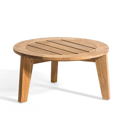 Tavolino basso contemporaneo - 700 101 ATTOL - OASIQ - in teak / con supporto in teak / rotondo