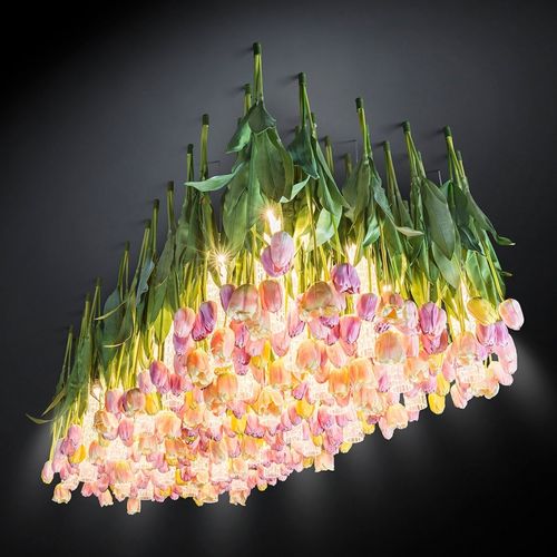 Lampadario design originale - TULIP - VGnewtrend - in acciaio verniciato / in vetro di Murano / da 6 lampadine