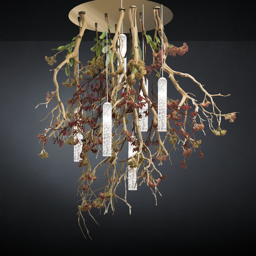 Lampadario design originale - MANZANITA  - VGnewtrend - in acciaio verniciato / in legno / in vetro di Murano