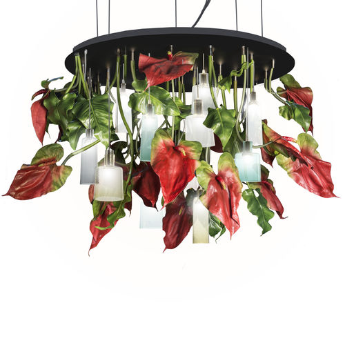 Lampadario design originale - ANTHURIUM  - VGnewtrend - in acciaio verniciato / in vetro di Murano / da 11 lampadine