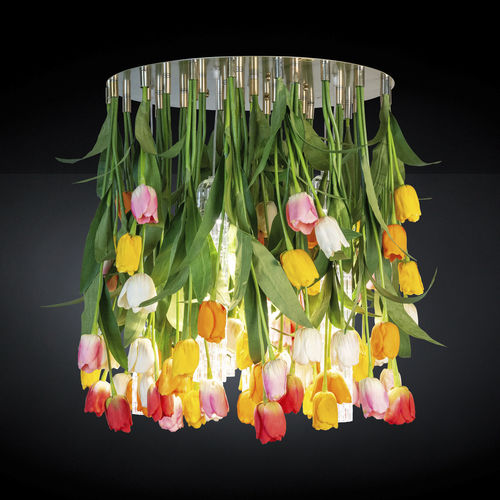 Lampadario design originale - TULIP MAXI  - VGnewtrend - in acciaio verniciato / in vetro di Murano / da 6 lampadine