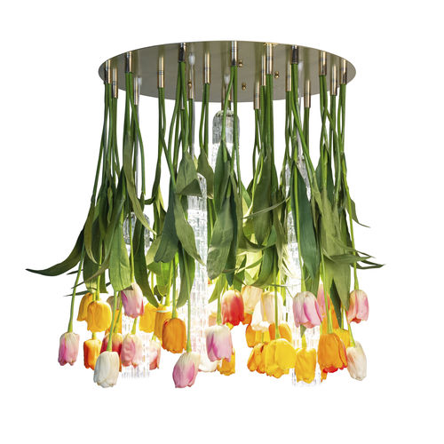 Lampadario design originale - TULIP  - VGnewtrend - in acciaio verniciato / in vetro di Murano / con 3 punti luce