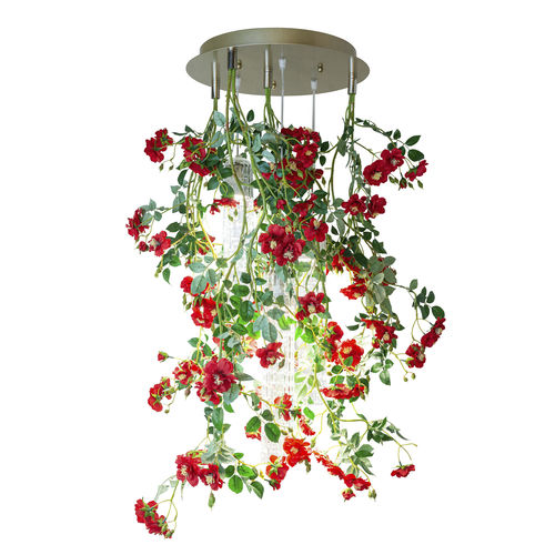 Lampadario design originale - WILD RED ROSE - VGnewtrend - in acciaio verniciato / in vetro di Murano / con 3 punti luce