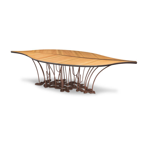 Tavolo contemporaneo - LEAF FENICE - VGnewtrend - in metallo / in legno / con supporto in metallo