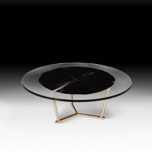 Tavolino basso contemporaneo - CORVARA - VGnewtrend - in legno / in vetro / con supporto in metallo cromato