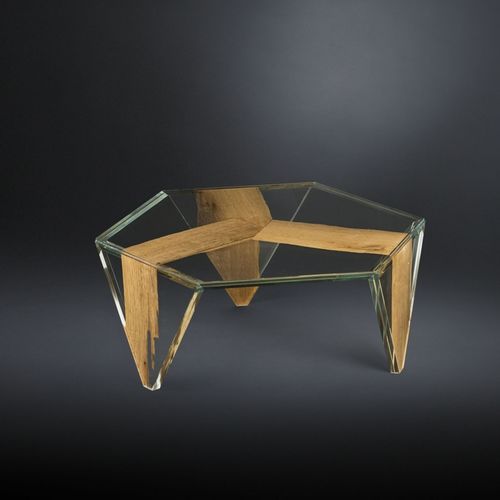 Tavolino basso contemporaneo - RUCHE VENEZIA - VGnewtrend - in legno / in vetro / con supporto in vetro