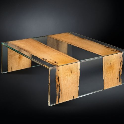 Tavolino basso contemporaneo - VENEZIA - VGnewtrend - in legno / in vetro / con supporto in vetro