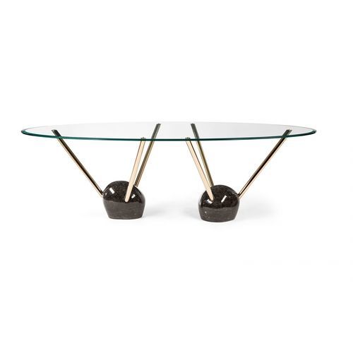 Tavolo contemporaneo - RAYS - VGnewtrend - in vetro temprato / con supporto in metallo cromato / con supporto in marmo