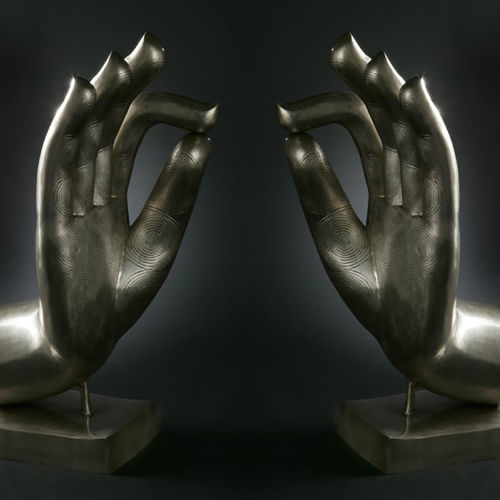 Scultura in bronzo - BUDDHA HANDS - VGnewtrend - in ottone / da esterno / Made in Italy