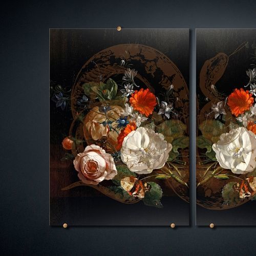 Pannello decorativo per interni - FANCY BOUQUET 1 - VGnewtrend - da parete / in vetro / con motivo stampato