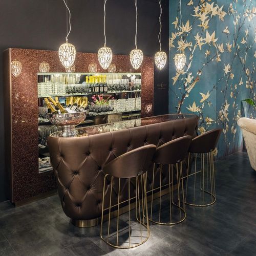 Bancone da bar - GLITTER  - VGnewtrend - in ottone / in tessuto / in vetro
