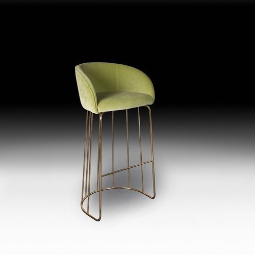 Sgabello da bar contemporaneo - LOUISE - VGnewtrend - in pelle / in tessuto / con supporto in metallo
