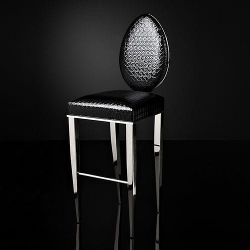 Sgabello da bar contemporaneo - NEW VOVO - VGnewtrend - in pelle / in tessuto / con supporto in legno