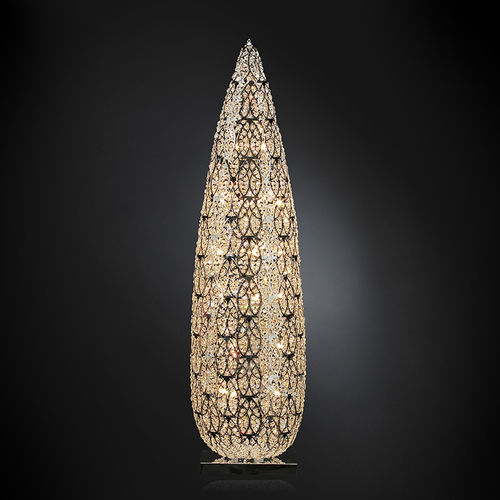 Lampada da pavimento - ARABESQUE BIG FLAME - VGnewtrend - in maglia di acciaio inossidabile / in acciaio inossidabile / in cristallo