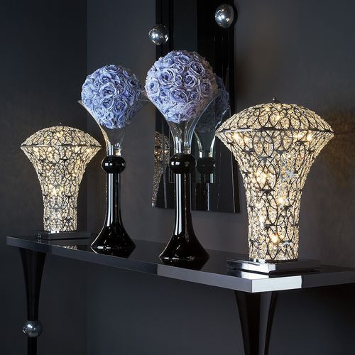Lampada da tavolo - ARABESQUE SMALL EXCLAMATION - VGnewtrend - in cromo / in maglia di acciaio inossidabile / in acciaio inossidabile
