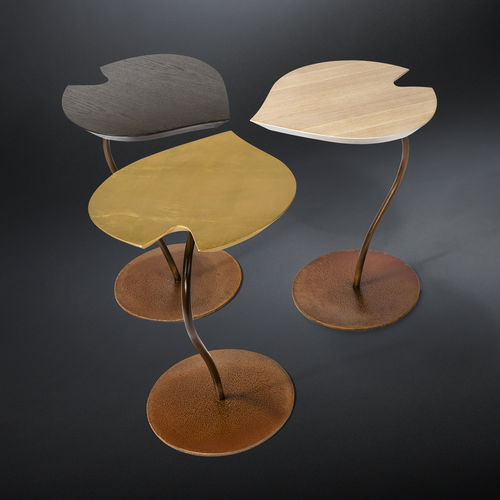 Tavolo d'appoggio contemporaneo -  LEAF CORTEN - VGnewtrend - in ferro / in legno / con supporto in ferro
