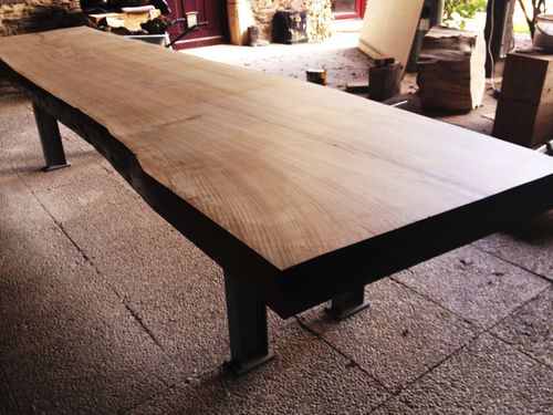 Tavolo contemporaneo - KUB BRASERO - in legno / rettangolare / da giardino