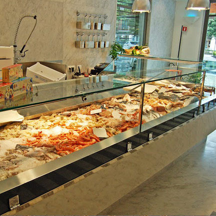 Vetrina refrigerata espositiva - GEM R4 - Oscartek - per pescheria / in acciaio inossidabile / con sportello