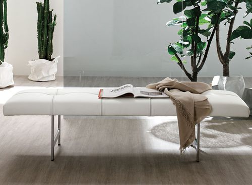 Divanetto imbottito contemporaneo - Ego - My Home Collection - in tessuto / in pelle / con supporto in acciaio cromato