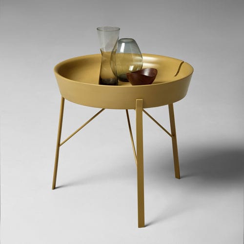 Tavolo d'appoggio contemporaneo - Cocoon - My Home Collection - in frassino / con supporto in acciaio verniciato / con supporto in acciaio cromato