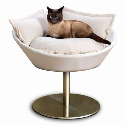 Letto per gatto in pelle - COSMO - pet.interiors - in cotone / in acciaio inossidabile / con cuscino rimovibile