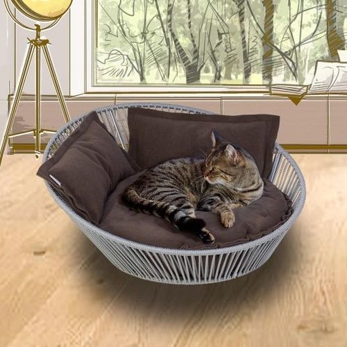 Cesta per gatto in cotone - SIRO TWIST - pet.interiors - in velluto / in poliestere / in acciaio inossidabile