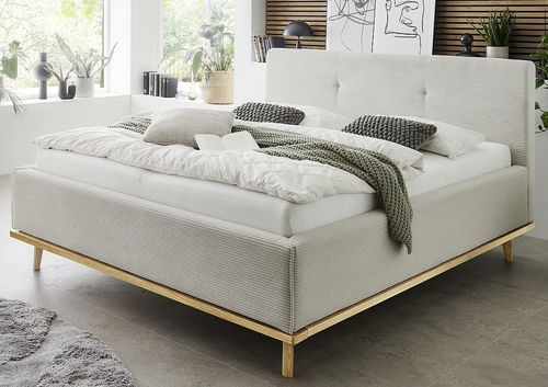 Letto matrimoniale - DELPHI - Musterring - contemporaneo / imbottito / in lino