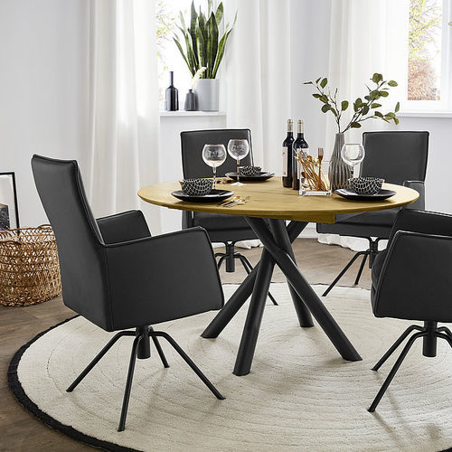 Sedia da pranzo contemporanea - HELIOS - Musterring - da interno / in pelle / con supporto in acciaio inossidabile