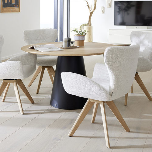 Tavolo da pranzo contemporaneo - JUSTB! SP150 - Musterring - in legno / con supporto in legno / rotondo