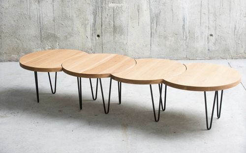 Tavolino basso contemporaneo - ORUGA  - qowood - in metallo / in rovere / in faggio