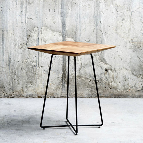Tavolo d'appoggio contemporaneo - NUBE  - qowood - in metallo / in rovere / rettangolare