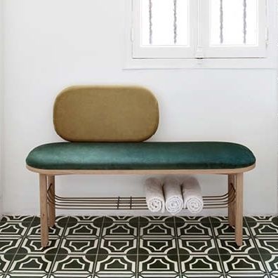 Divanetto imbottito contemporaneo - EUSTACHE - Harto - in velluto / impiallacciato in legno / in MDF