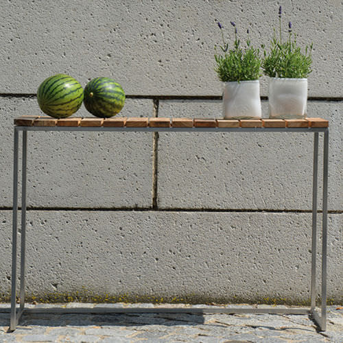 Consolle contemporanea - LUX - Jankurtzmöbel - in teak / in acciaio inossidabile / rettangolare